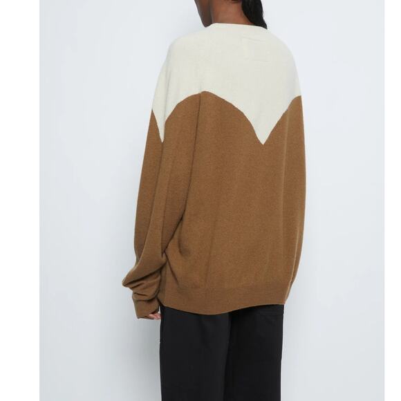 Frenckenberger Boyfriend Crewneck Sweater Small Cream Warm Brown 100% Cashmere - Picture 4 of 16